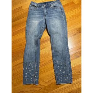 For the Republic Denim straight leg raw hem very embellished jeans size‎ 4/26